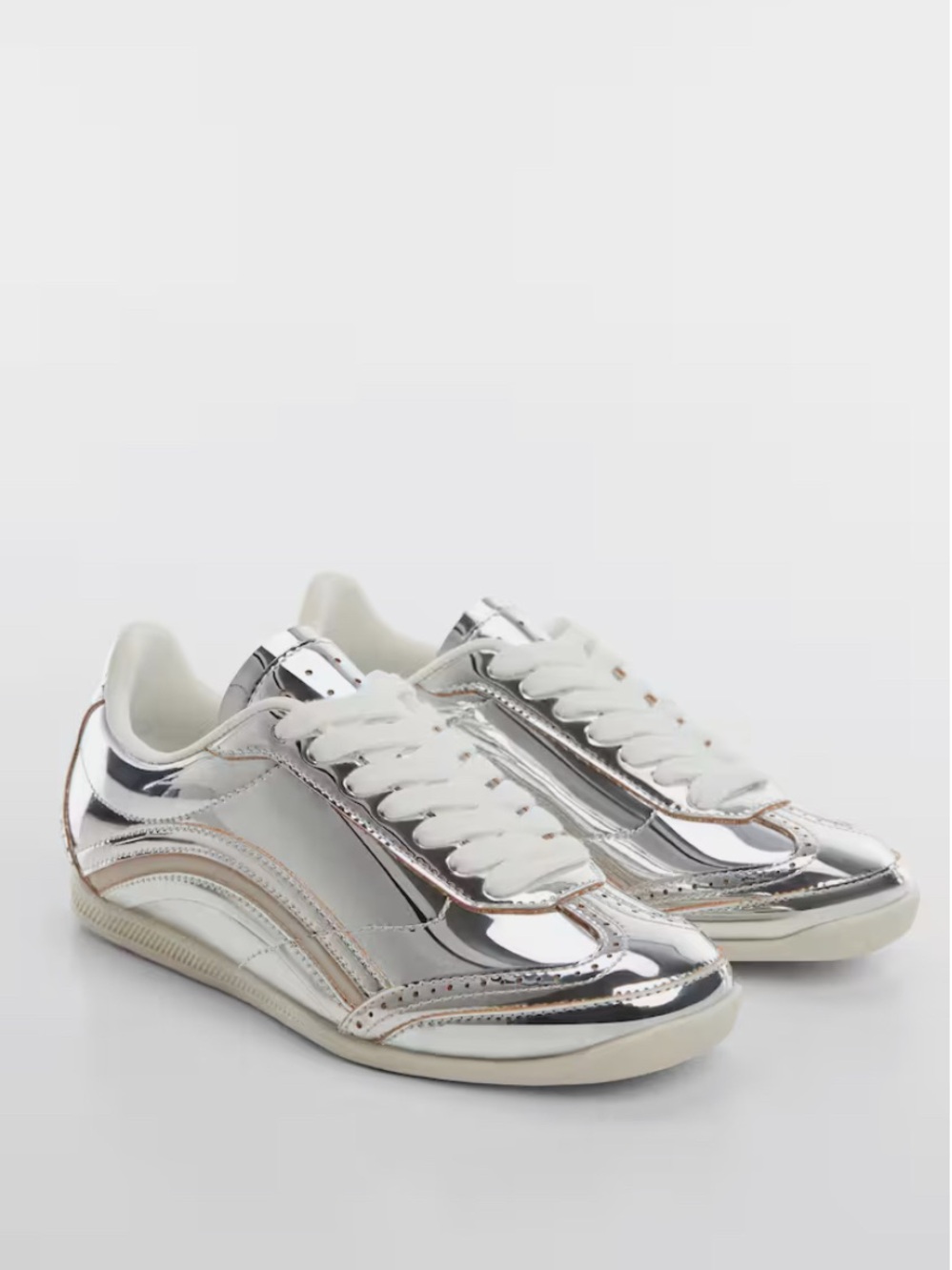 MNG Mango Metallic Silver Platform Sneakers Size US 8.5 / EU 39